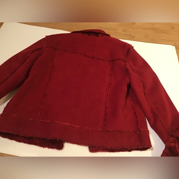Kate Hill Red faux suede jacket lined with red fur size L - Picture 9 of 16